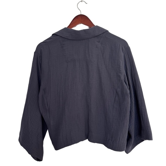 Bitte Kai Rand Double Weave‎ Short Jacket Medium Gray Gauzy Asymmetrical Tie - Picture 3 of 12